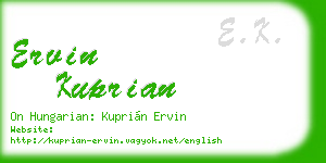 ervin kuprian business card